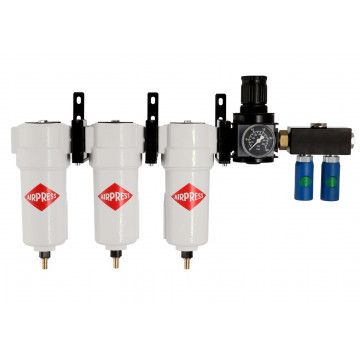 Painting air filtration system with regulator and couplings (3 filters CKL-PP,  Ms 0.1 micron, Ss 0.01 micron)